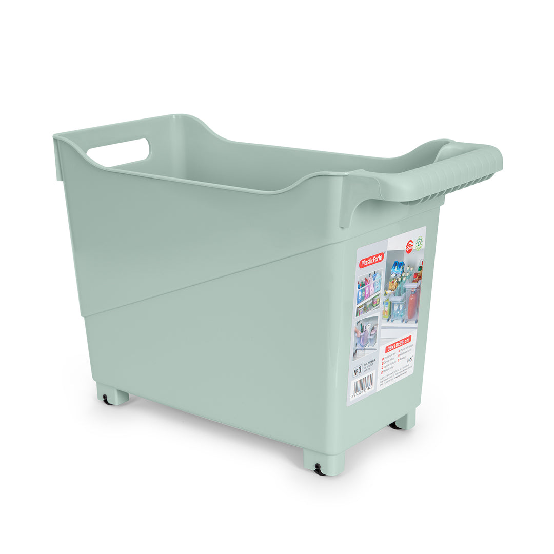 Plastic Forte - Cesta Organizadora con Ruedas Nº 3. Ideal Bajo Fregadero. Verde