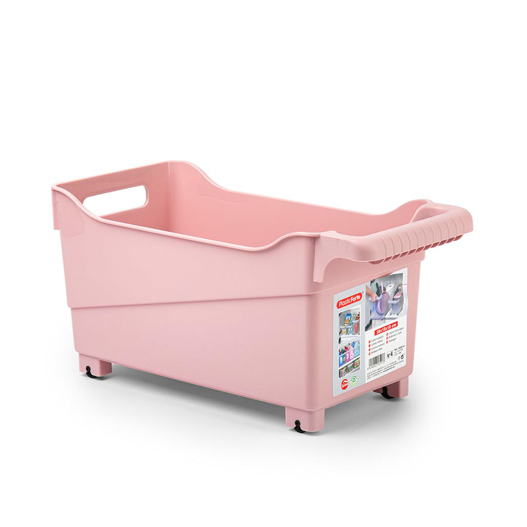 Plastic Forte - Cesta Organizadora con Ruedas nº 4. Ideal Bajo Fregadero. Rosa