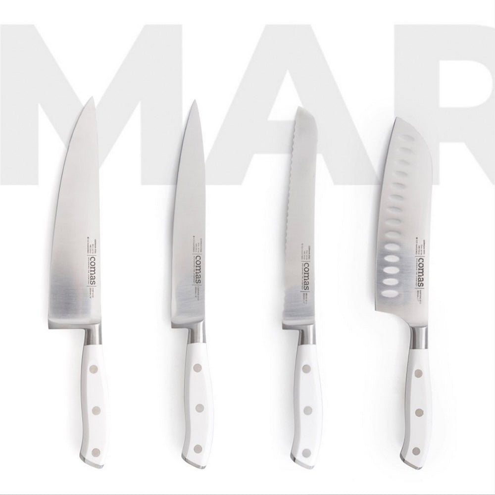 COMAS Marble - Cuchillo Chuletero Profesional 11.5 cm en Acero Alemán. Blanco