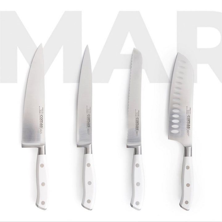 COMAS Marble - Cuchillo Santoku Profesional 18 cm en Acero Alemán. Blanco