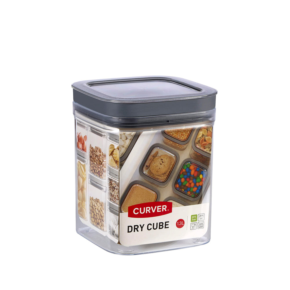 CURVER Dry Cube - Bote de Cocina con Tapa Apilable 1.3L para Almacenaje de Alimentos