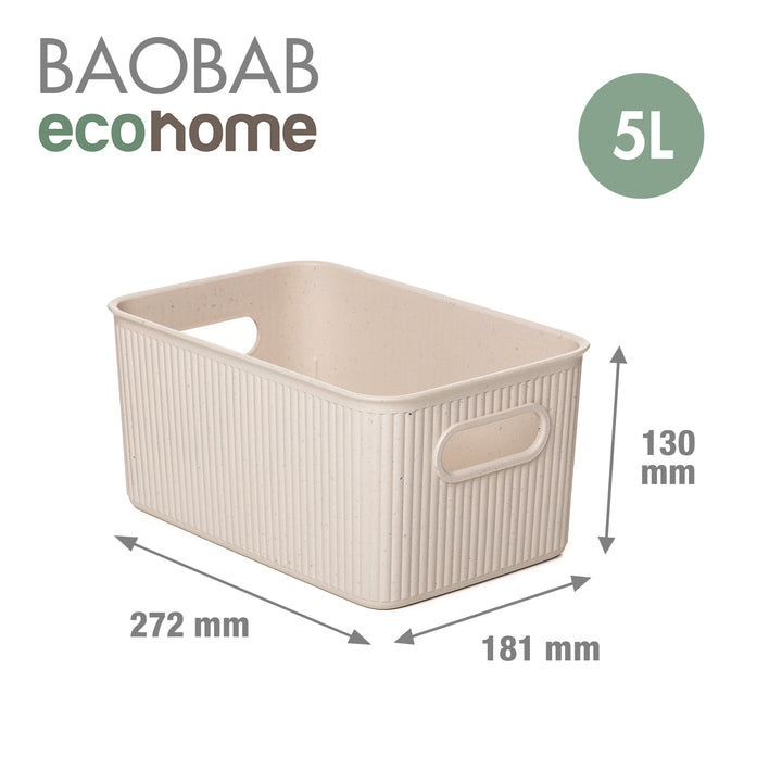 TATAY 7010238 - Cesta de Ordenación Rectangular Tamaño M de 5L Baobab EcoHome