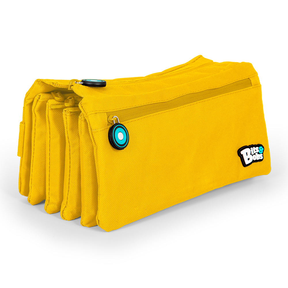 ColePack 2022 - Estuche Escolar Cuádruple de 4 Cremalleras y Material Incluido. Amarillo