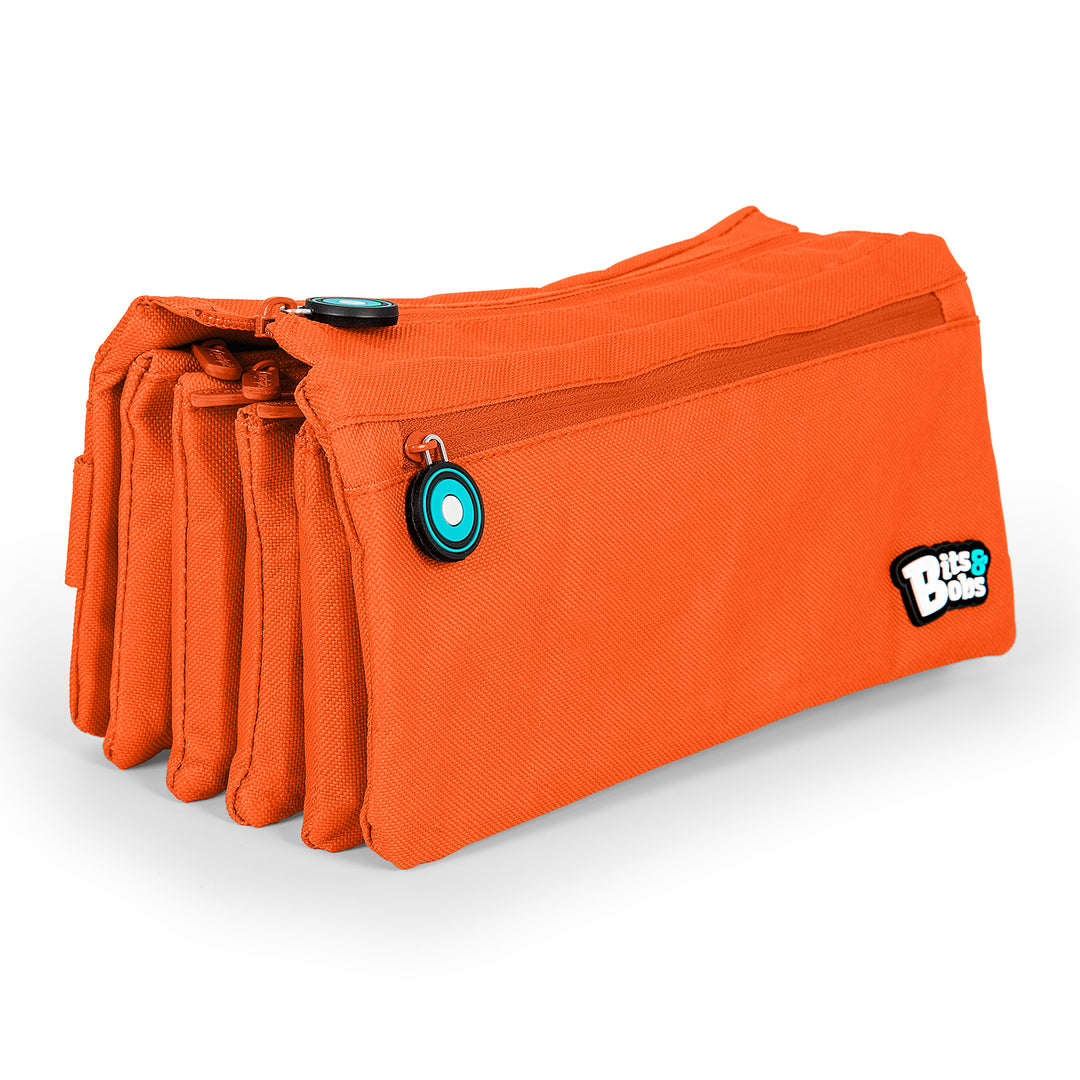 ColePack 2022 - Estuche Escolar Cuádruple de 4 Cremalleras y Material Incluido. Naranja