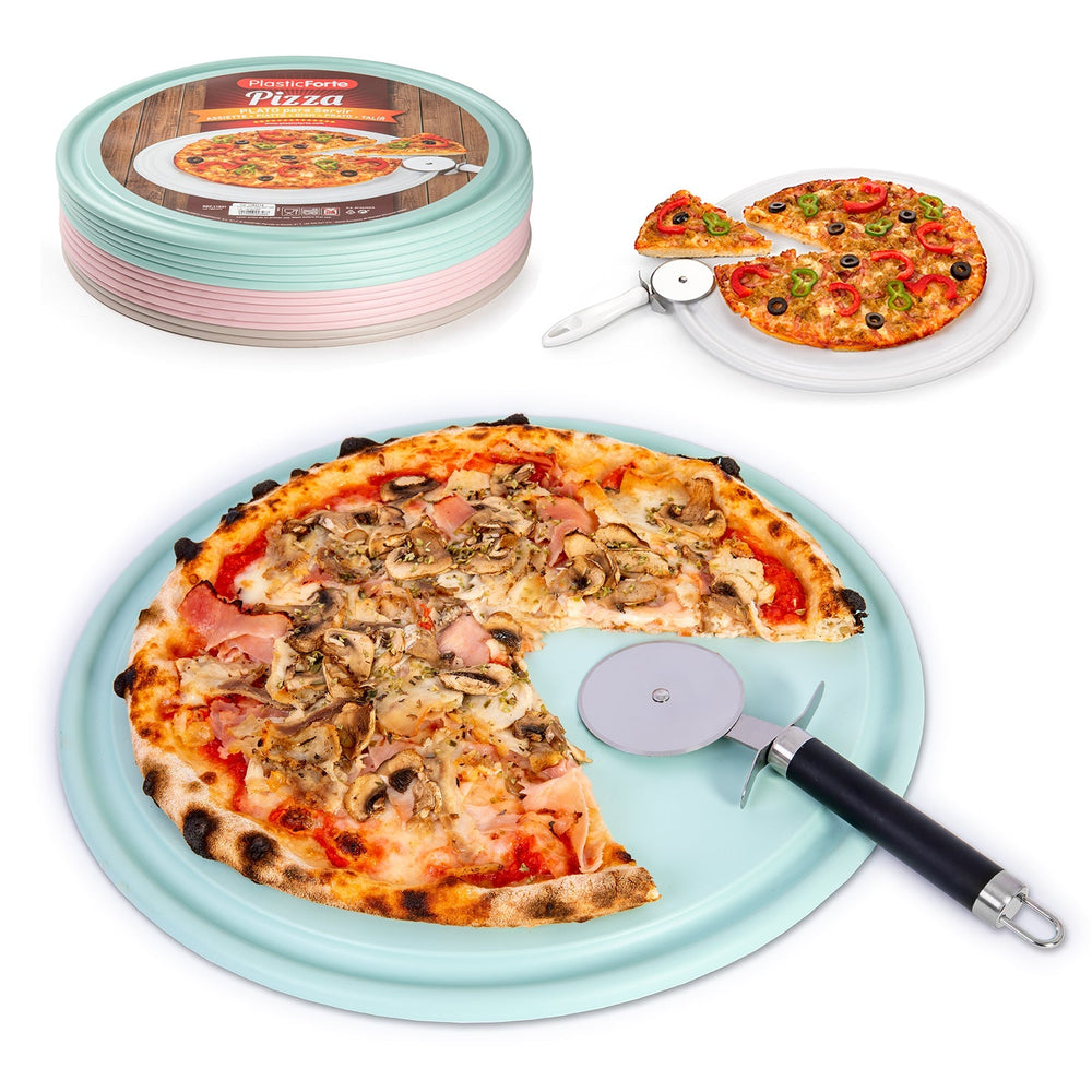 Plastic Forte - Juego de 2 Platos Redondos para Pizzas y Tartas de 35 cm. Lima