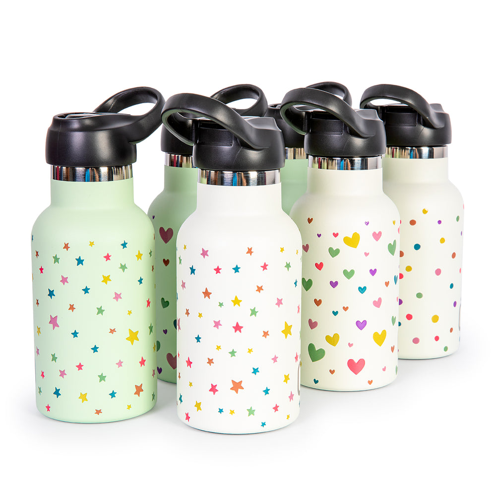 Runbott Confeti - Botella Térmica Infantil 0.35L con Interior Cerámico. Corazones Melón