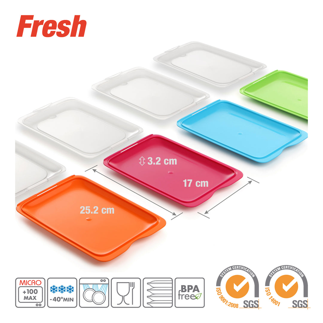 TATAY Fresh - Set de 8 Recipientes Porta Embutidos y Alimentos. Colores Básicos