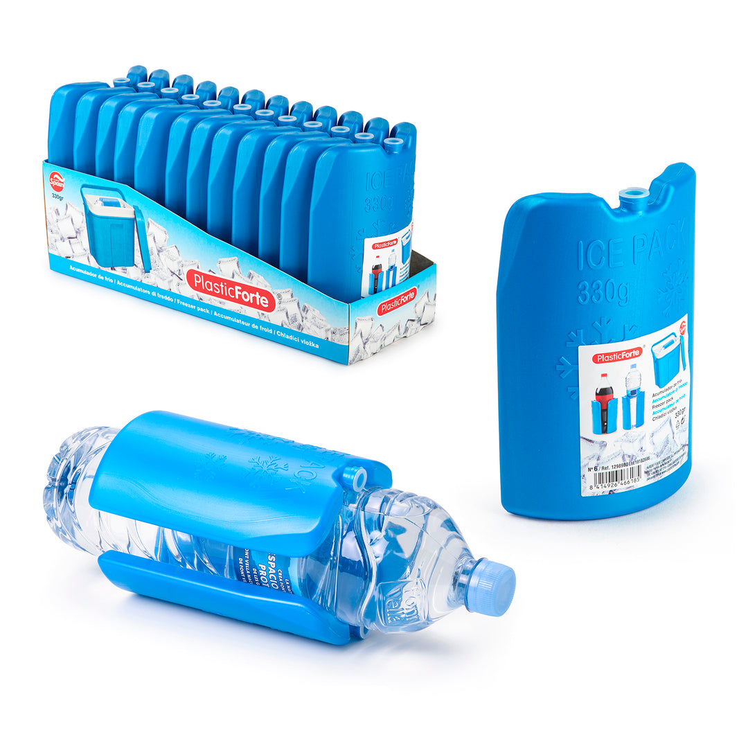 Plastic Forte - Lote de 4 Acumuladores de Frío para Botellas Nº 6 Reutilizables. Azul