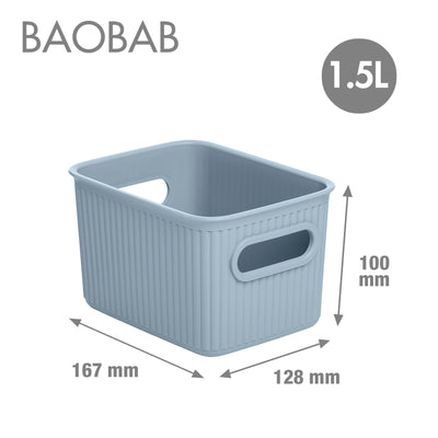 TATAY Baobab - Caja Organizadora Rectangular 1.5L Plástico PP05. Azul Mist