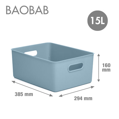 TATAY Baobab - Caja Organizadora Rectangular 15L Plástico PP05. Azul Mist