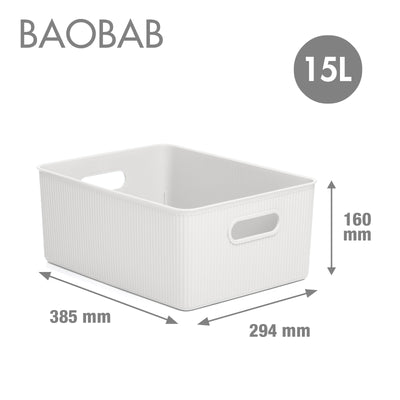 TATAY Baobab - Caja Organizadora Rectangular 15L Plástico PP05. Blanco Pergamon