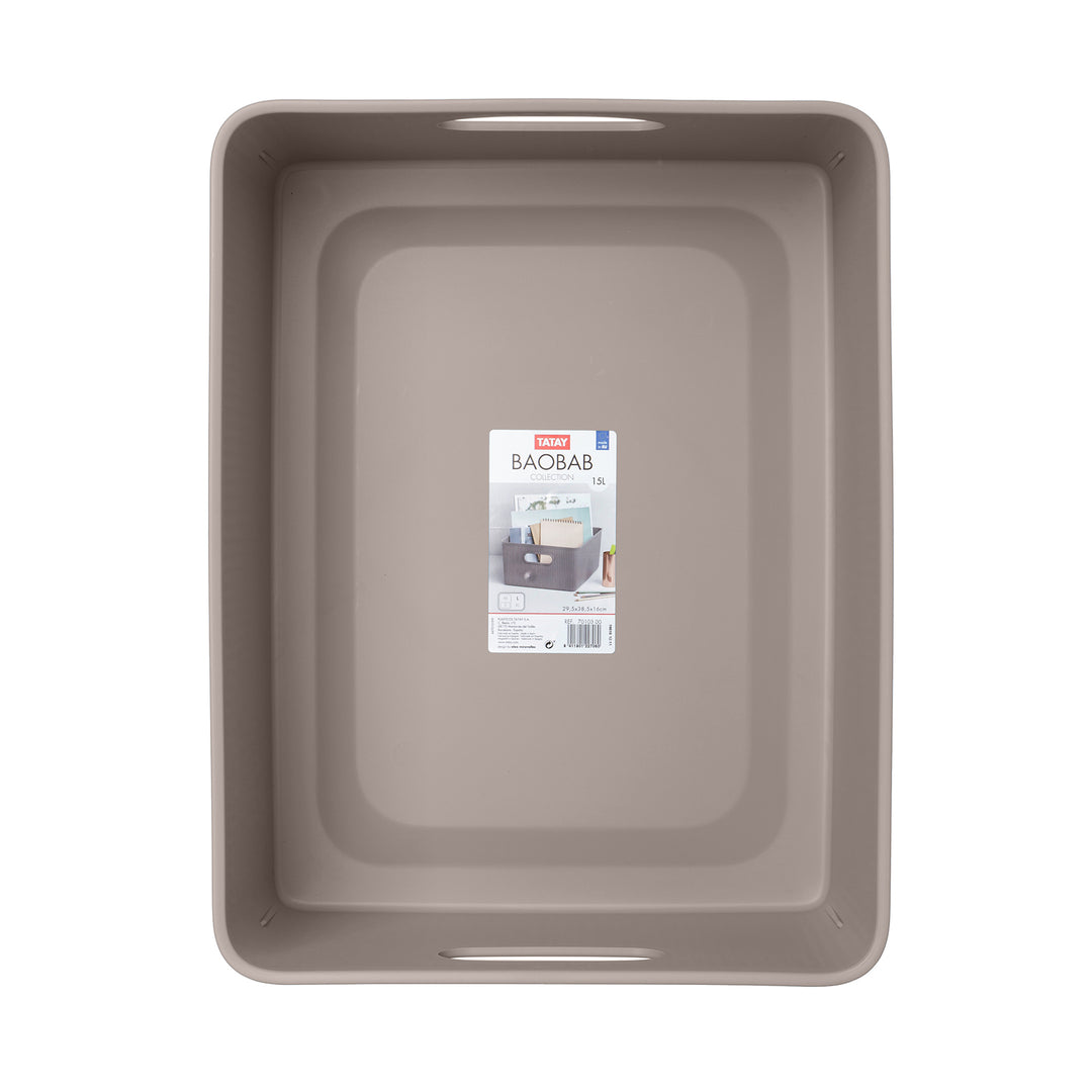 TATAY Baobab - Caja Organizadora Rectangular 15L Plástico PP05. Taupe