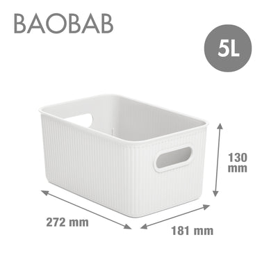 TATAY Baobab - Caja Organizadora Rectangular 5L Plástico PP05. Blanco Pergamon