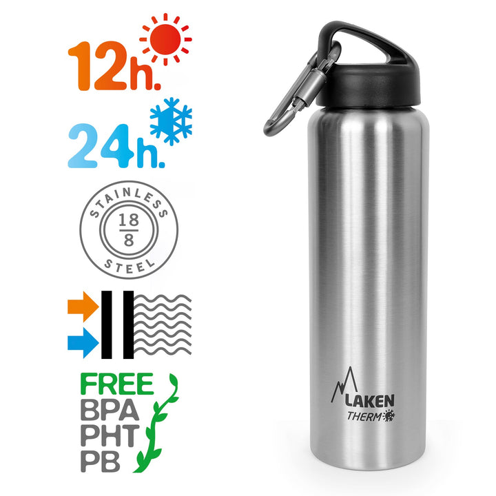 LAKEN Classic - Botella Térmica de Boca Ancha 0.5L en Acero Inoxidable. Turquesa