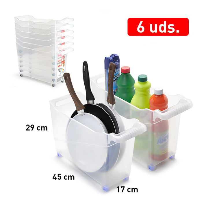 Plastic Forte - Cesta Organizadora con Ruedas Nº 1. Ideal Bajo Fregadero. Trasparente