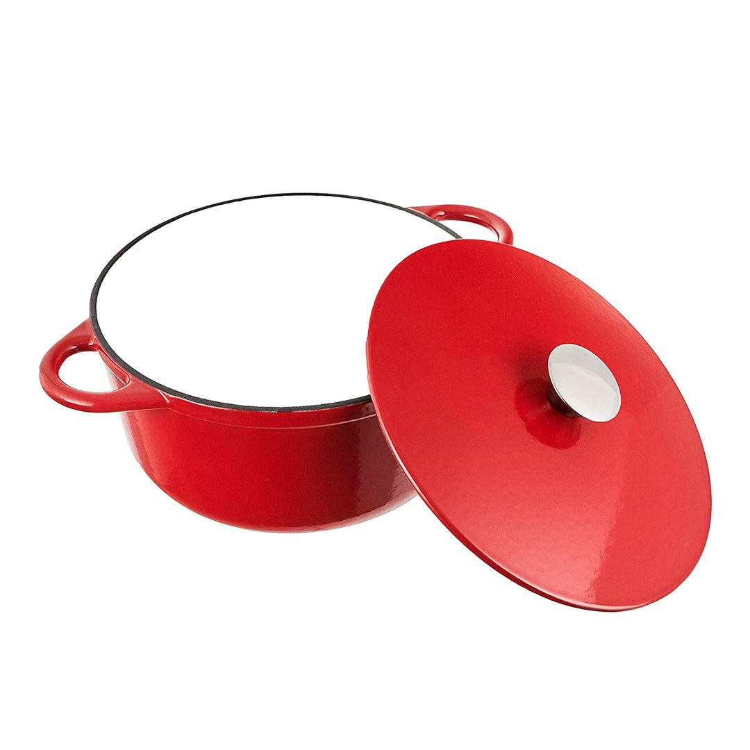 IBILI - Cocotte Redonda de Hierro Fundido Esmaltado 2.7L  Apta Vitro e Inducción. Rojo