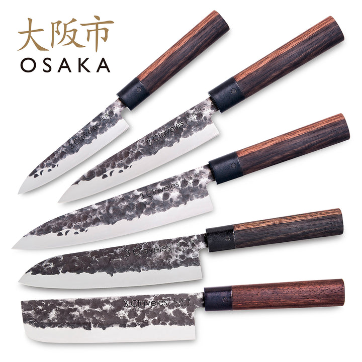 3 Claveles Osaka - Cuchillo Cocina 16 cm de Estilo Asiático Forjado a Mano