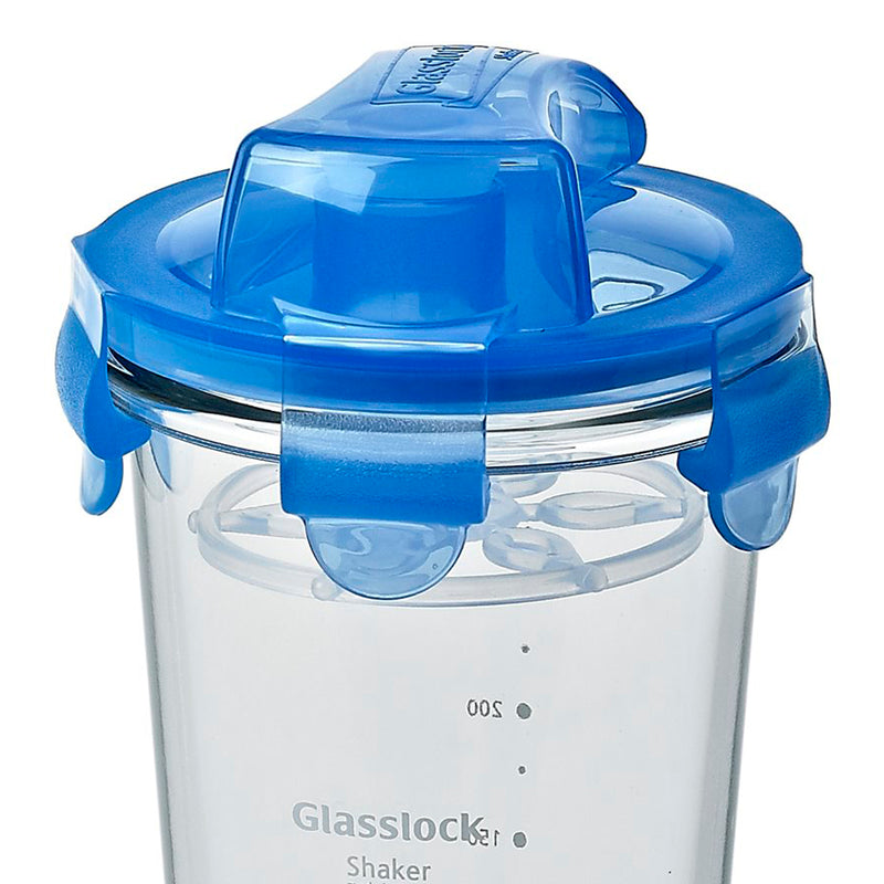 Glasslock Shaker - Vaso Mezclador 450 ml en Vidrio Templado con Tapa. Amarillo