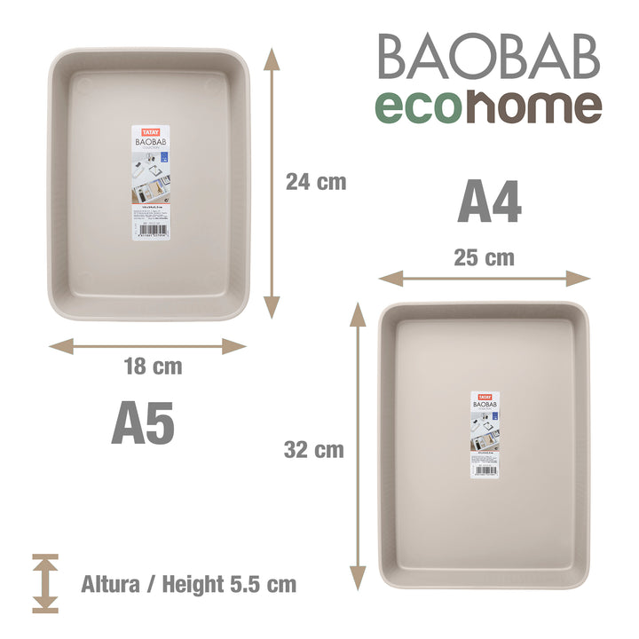 TATAY 7012738 - Set de 4 Organizadores de Cajones Baobab EcoHome