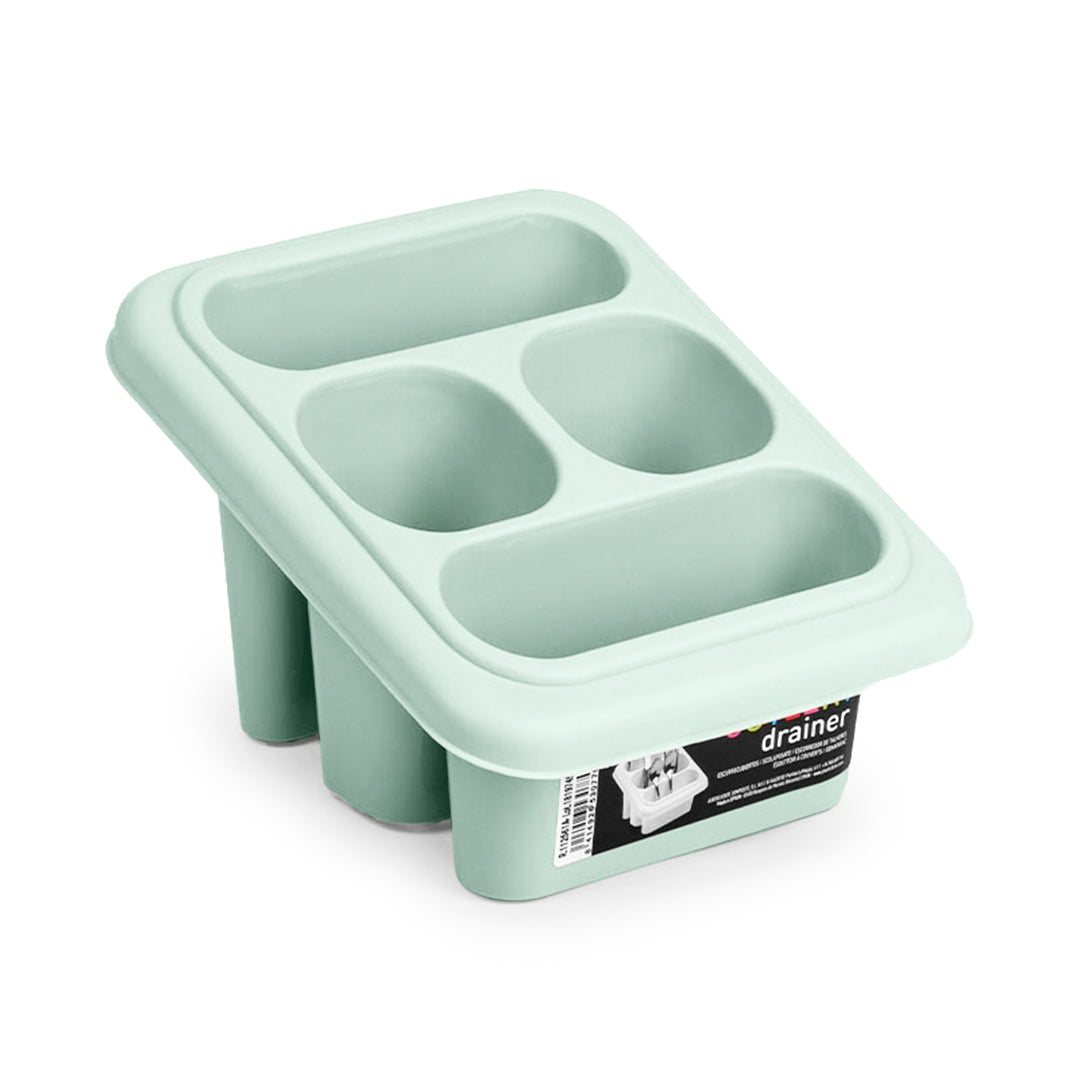 Plastic Forte Square - Set de 2 Escurridores de Cubiertos con 4 Compartimentos. Verde