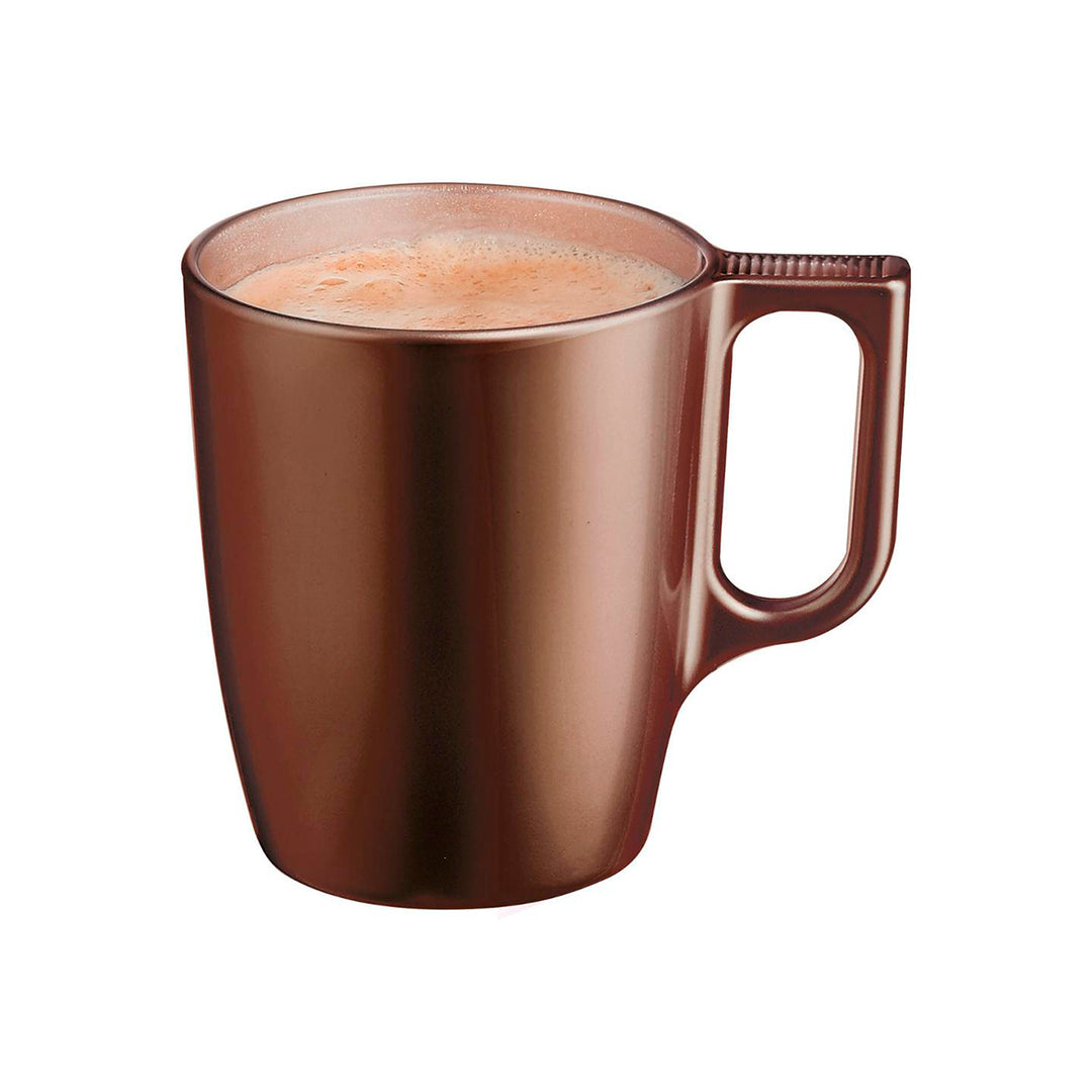 Luminarc Flashy - Juego de 4 Tazas de Desayuno de 25 cl en Vidrio Templado. Chocolate