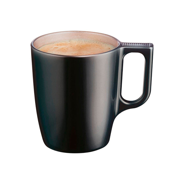 Luminarc Flashy - Taza de Desayuno de 25 cl en Vidrio Templado. Negro