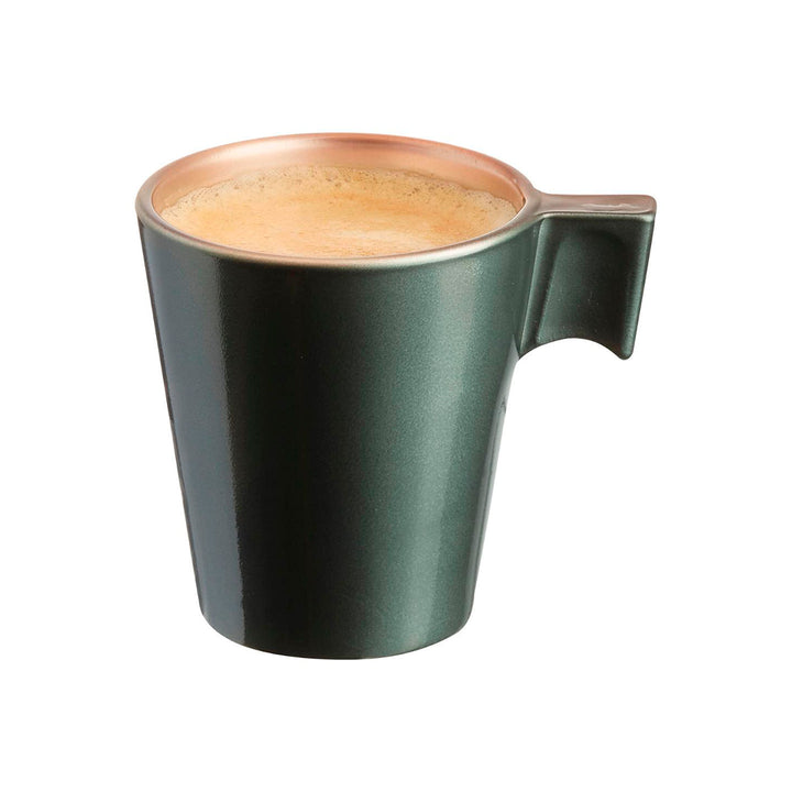 Luminarc Flashy - Juego de 4 Tazas de Café de 8 cl en Vidrio Templado Metalizado. Green Leaf