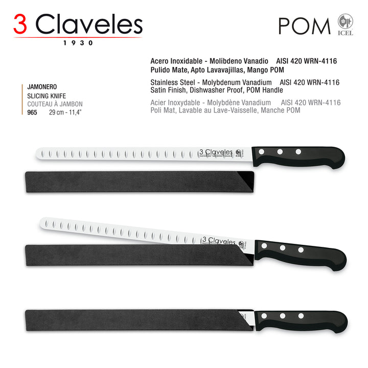 3 Claveles - Kit Premium Soporte Jamonero Basculante y Cabezal Giratorio, Cuchillos y Chaira