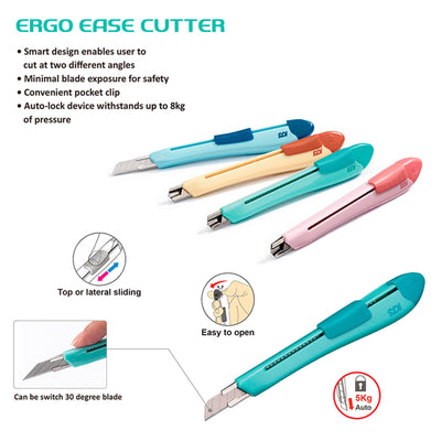 SDI Ergo Ease - Cutter Suave y Ergonómico con 10 Cuchillas de Recambio. Turquesa