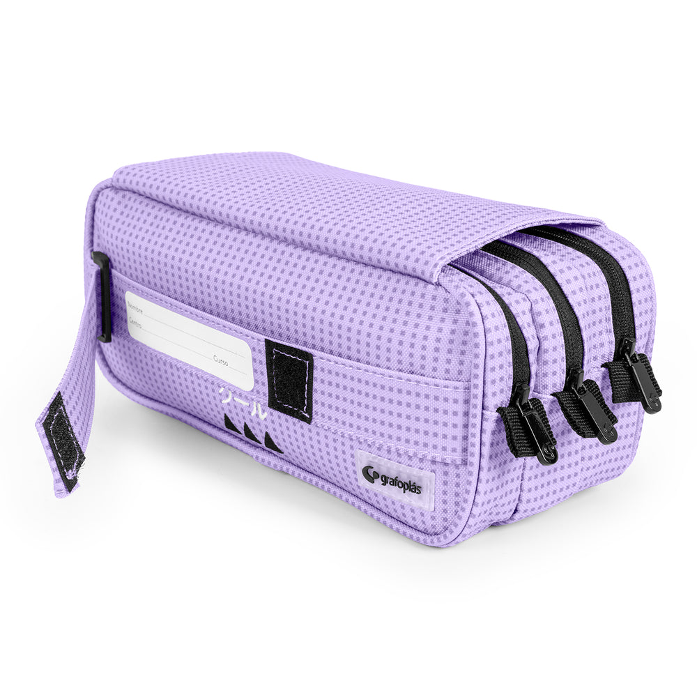 Grafoplás Kūru - Estuche Portatodo Triple con Solapa para Material Escolar. Lavanda