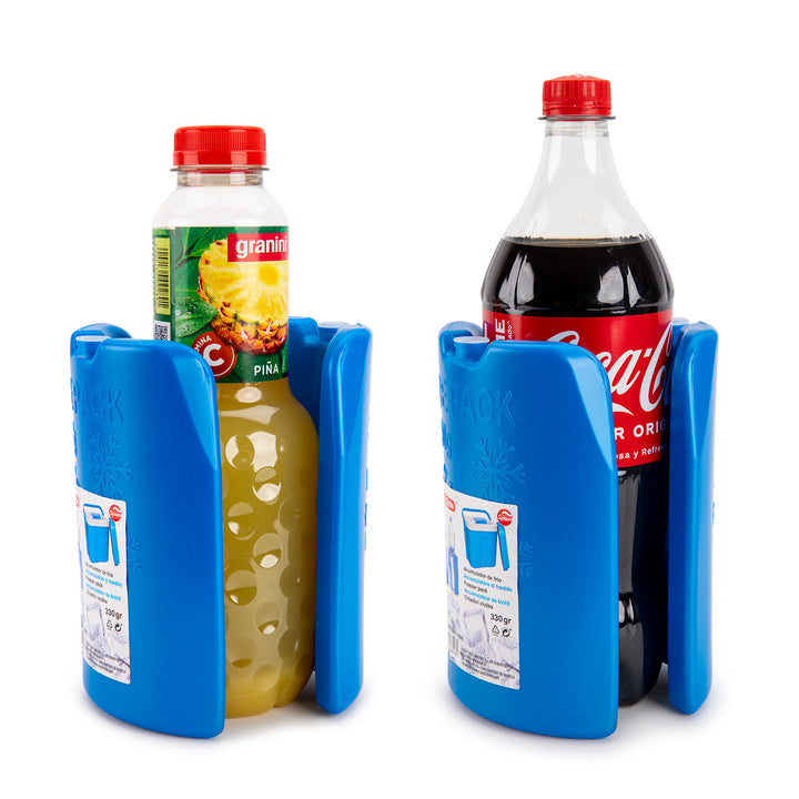 Plastic Forte - Lote de 4 Acumuladores de Frío para Botellas Nº 6 Reutilizables. Azul