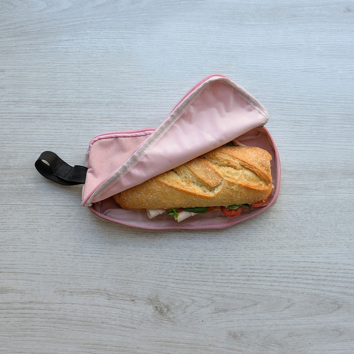 IRIS Zipper Roll - Porta Bocadillos Plegable y Flexible con Cierre de Cremallera. Rosa