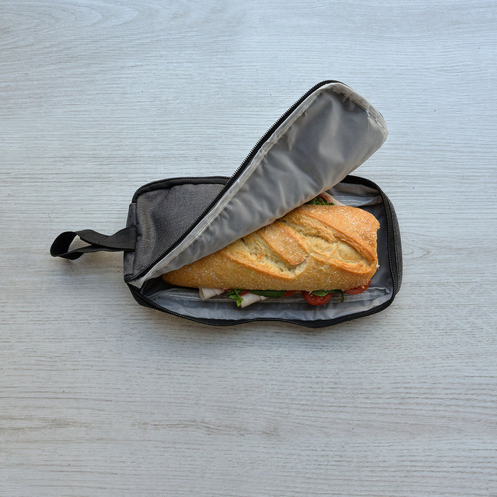 IRIS Zipper Roll - Porta Bocadillos Plegable y Flexible con Cierre de Cremallera. Negro