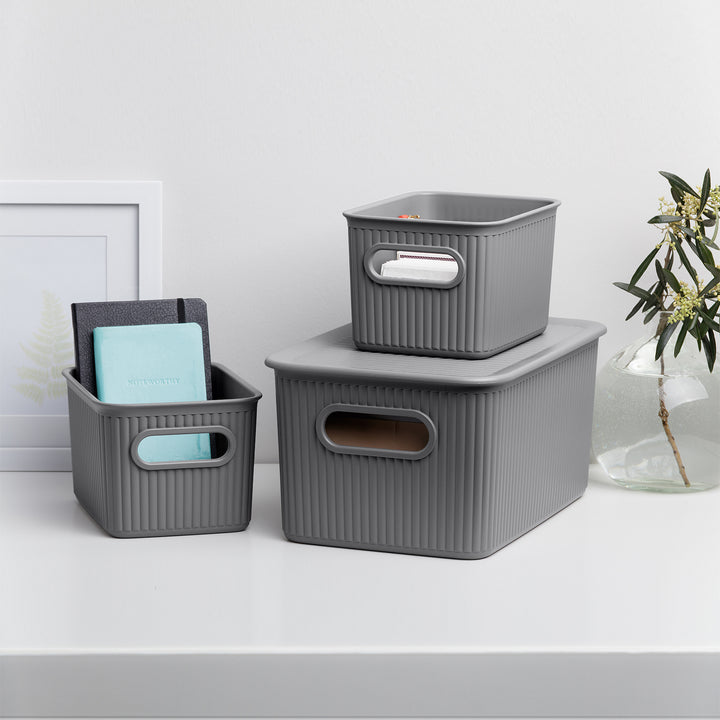 TATAY Baobab - Caja Organizadora Rectangular 5L Plástico PP05. Gris Antracita