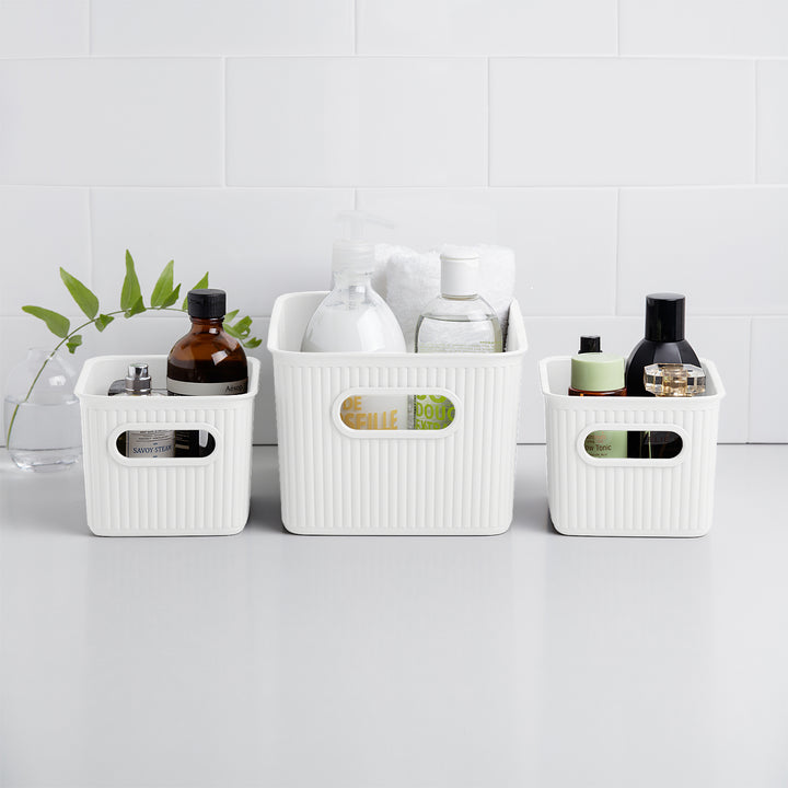 TATAY Baobab - Set de 2 Cajas Organizadoras 22L con Tapa en Plástico PP05. Blanco Pergamon