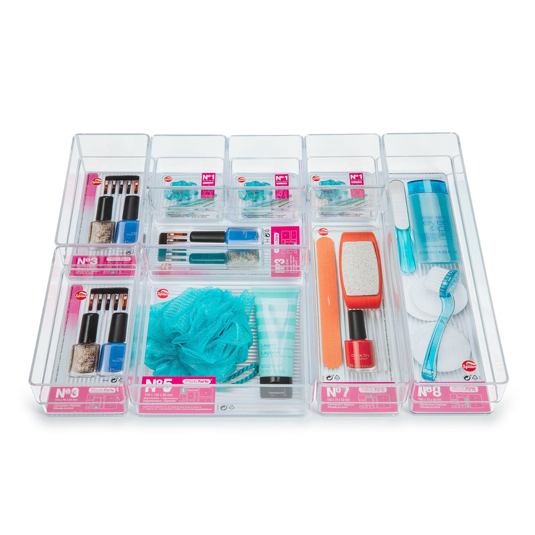 Plastic Forte - Set de 3 Bandejas Organizadoras Transparentes para Cajones. Ideal Baño