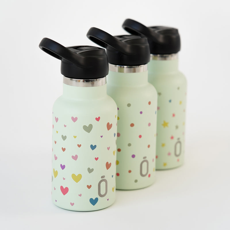 Runbott Confeti - Botella Térmica Infantil 0.35L con Interior Cerámico. Topos Melón