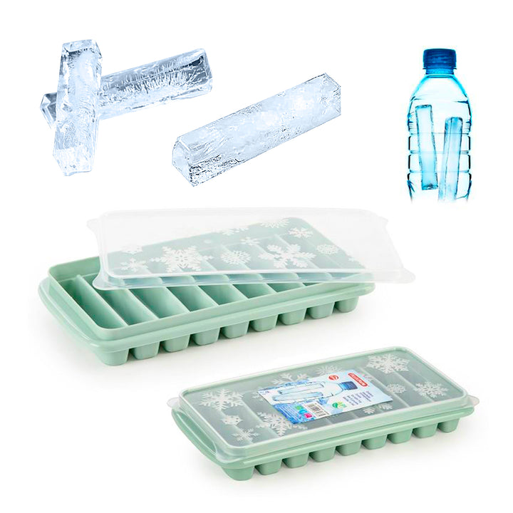 Plastic Forte Norway - Lote de 3 Bandejas Cubiteras en Formato Stick con Tapa. Rosa