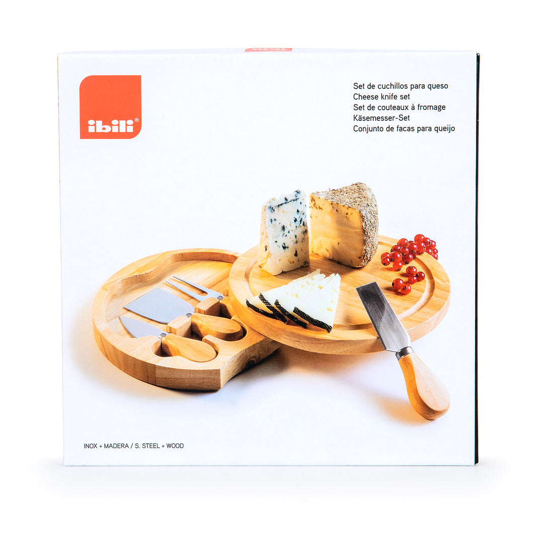 IBILI - Set de 4 Cuchillos para Queso con Tabla de Corte Incluida