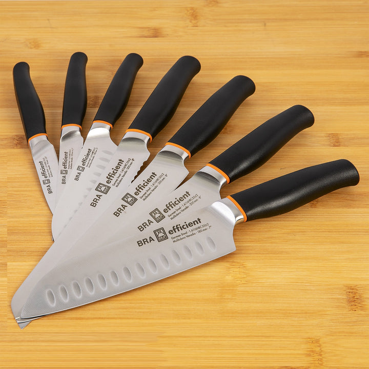 BRA Efficient - Juego de 3 Cuchillos Gama Santoku en Acero Aleman 4116 Krupp