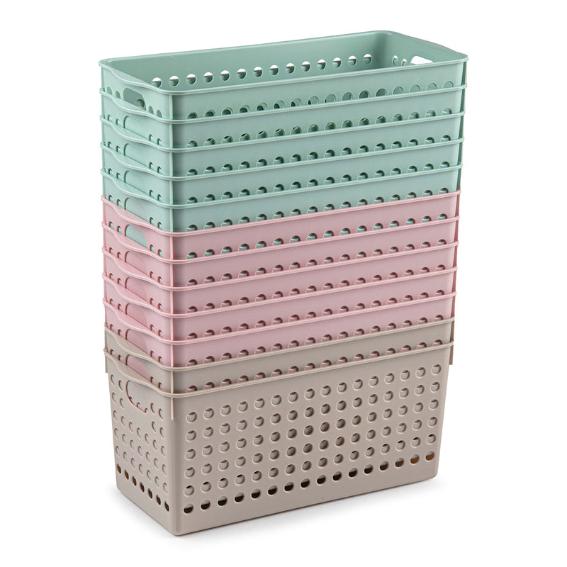 Plastic Forte Atlas - Set de 4 Cestas Multiusos de Ordenación Rectangulares Nº 1. Marrón