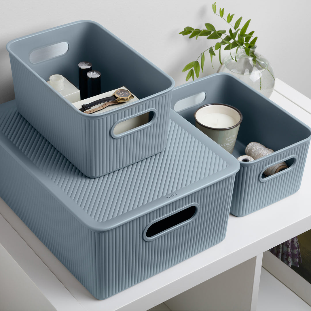 TATAY Baobab - Caja Organizadora Rectangular 1.5L Plástico PP05. Azul Mist