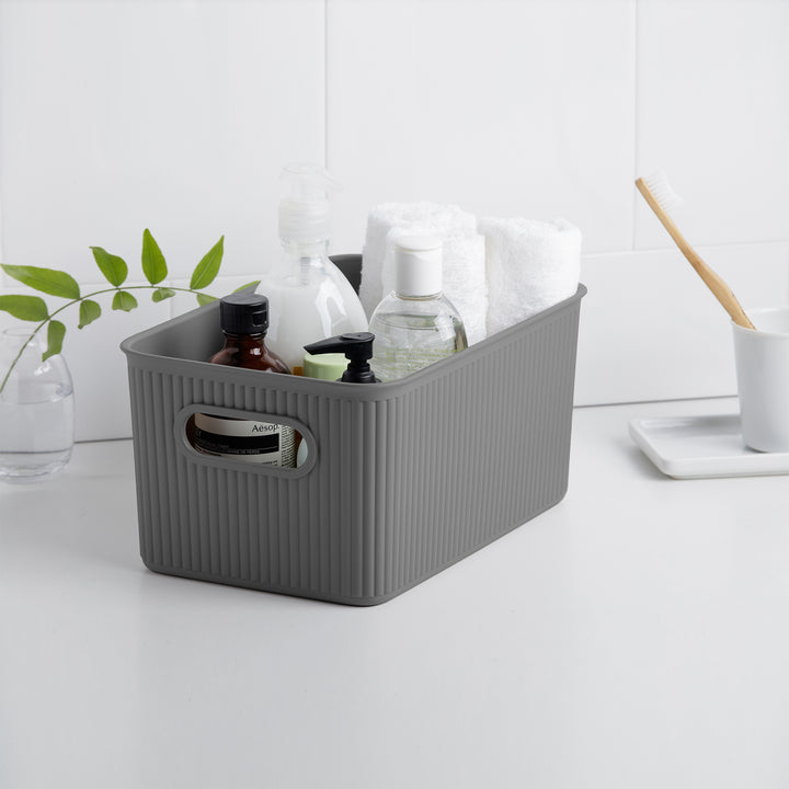 TATAY Baobab - Tapa Caja Organizadora Rectangular 5L Plástico PP05. Gris Antracita