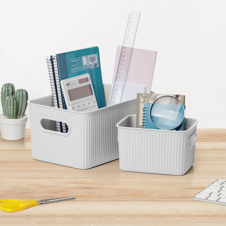 TATAY Baobab - Caja Organizadora Rectangular 15L Plástico PP05. Blanco Pergamon