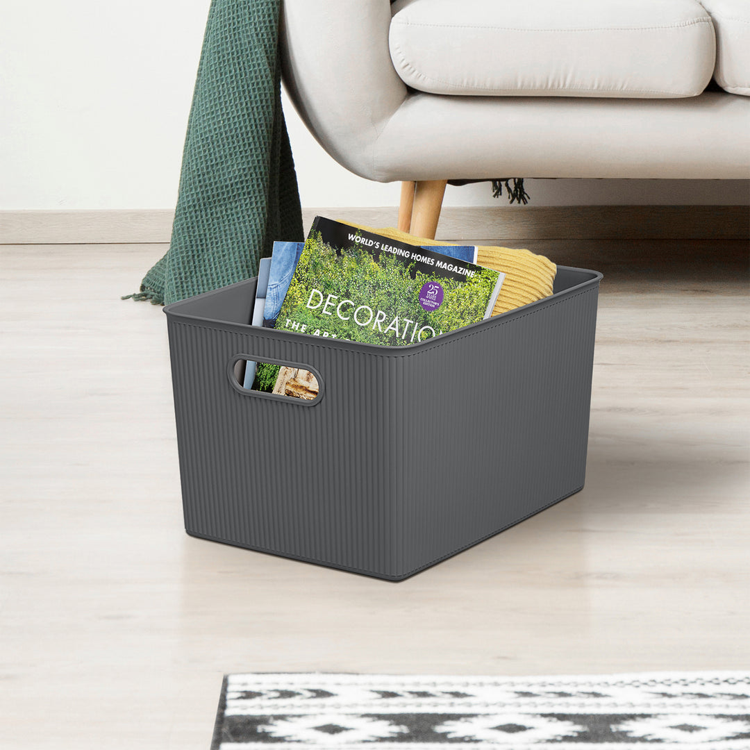 TATAY Baobab - Caja Organizadora Rectangular 22L Plástico PP05. Gris Antracita