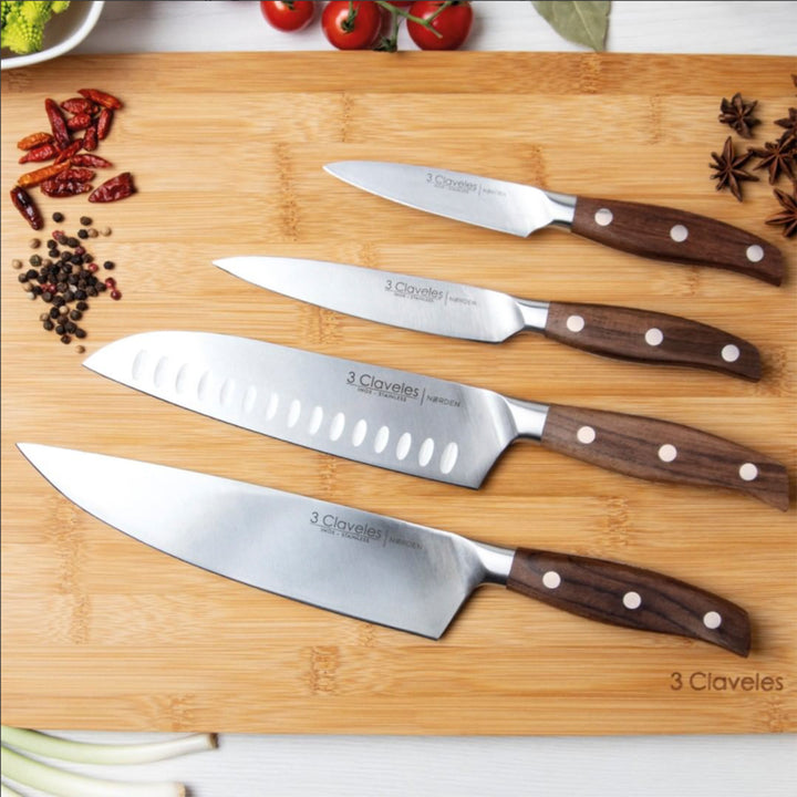 3 Claveles Norden - Cuchillo Verduras Profesional 9 cm Acero Forjado y Mango de Roble