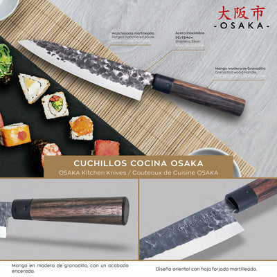 3 Claveles Osaka - Cuchillo Usuba 18 cm de Estilo Asiático Forjado a Mano