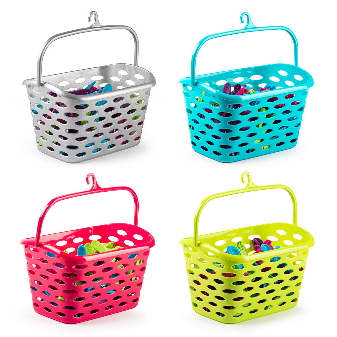 Plastic Forte Neo - Juego de 48 Pinzas para la Ropa con Cesta Aire Incluida. Verde