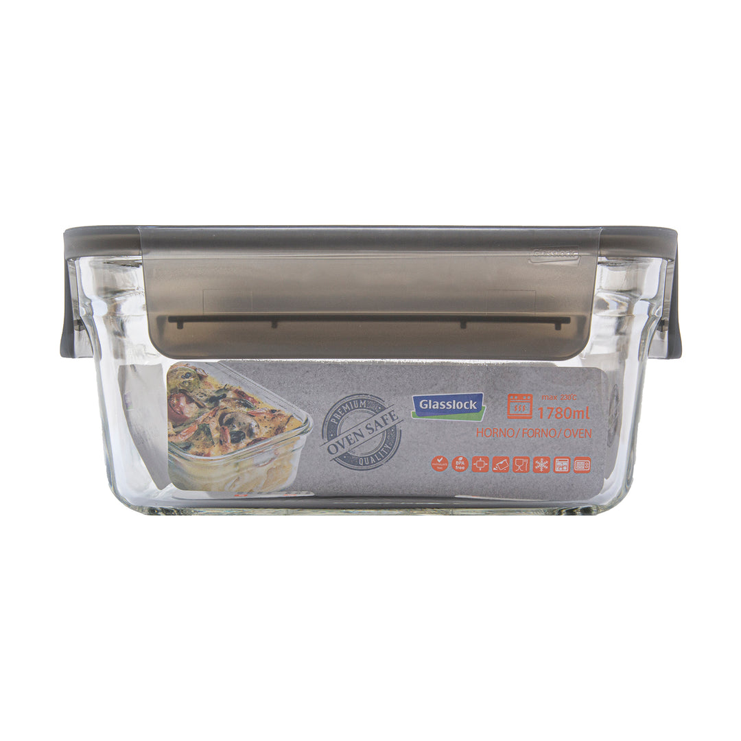 Glasslock Oven Smart - Recipiente Rectangular de 1.8L en Vidrio Templado Apto Horno