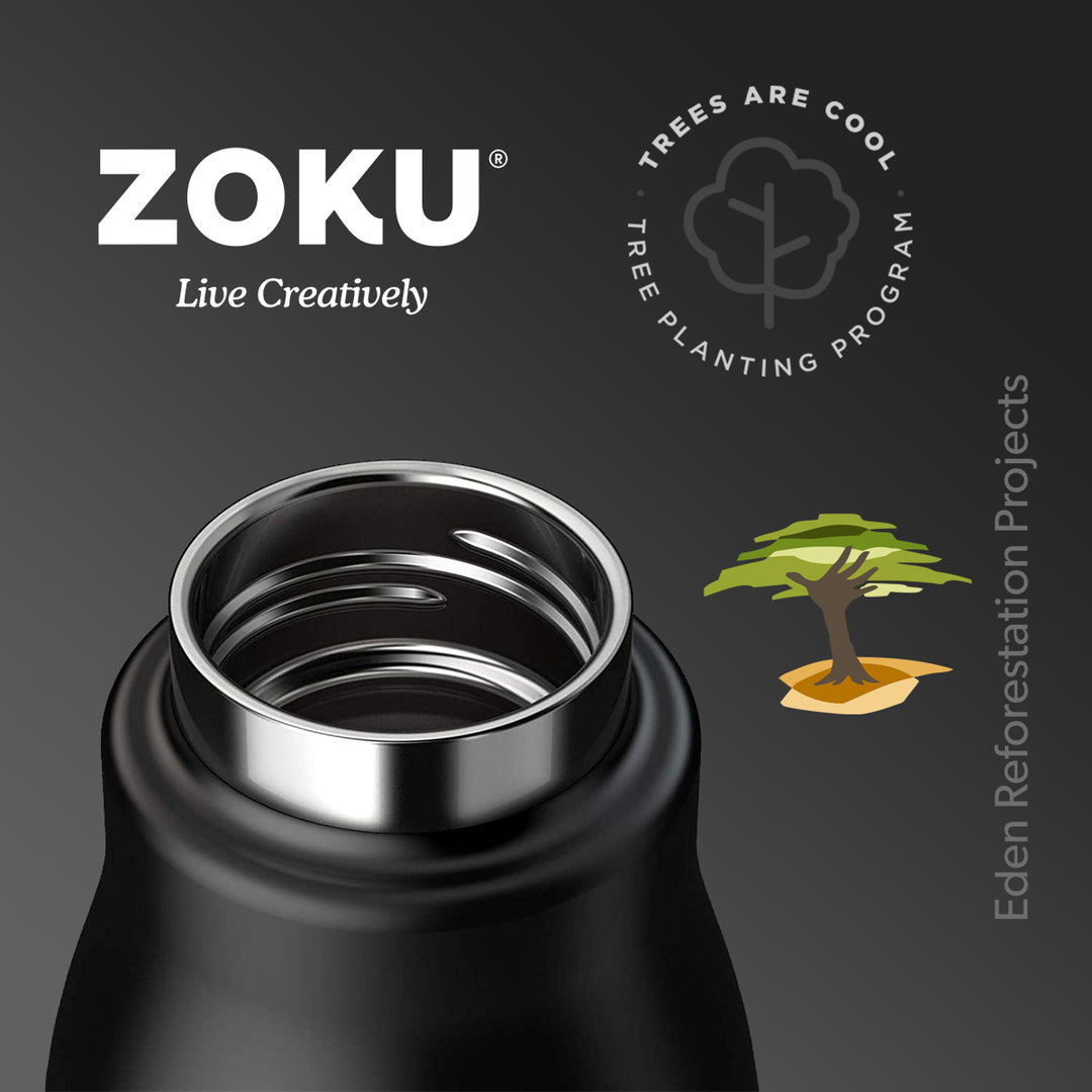 ZOKU COL - Botella Térmica de 0.35L en Acero Inoxidable de Doble Pared. Negro